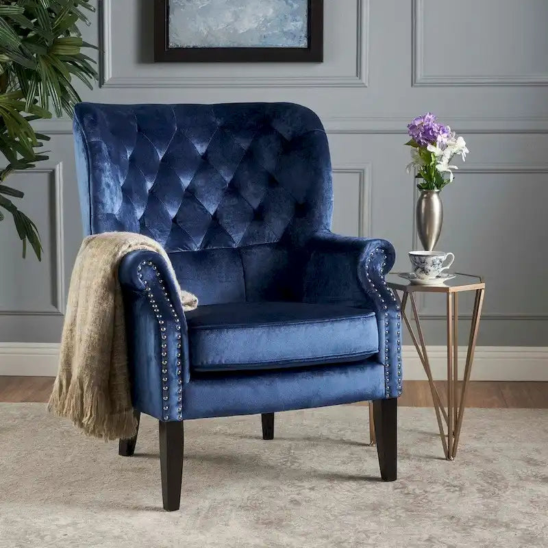 Fauteuil club en velours à clous Tomlin de Christopher Knight Home