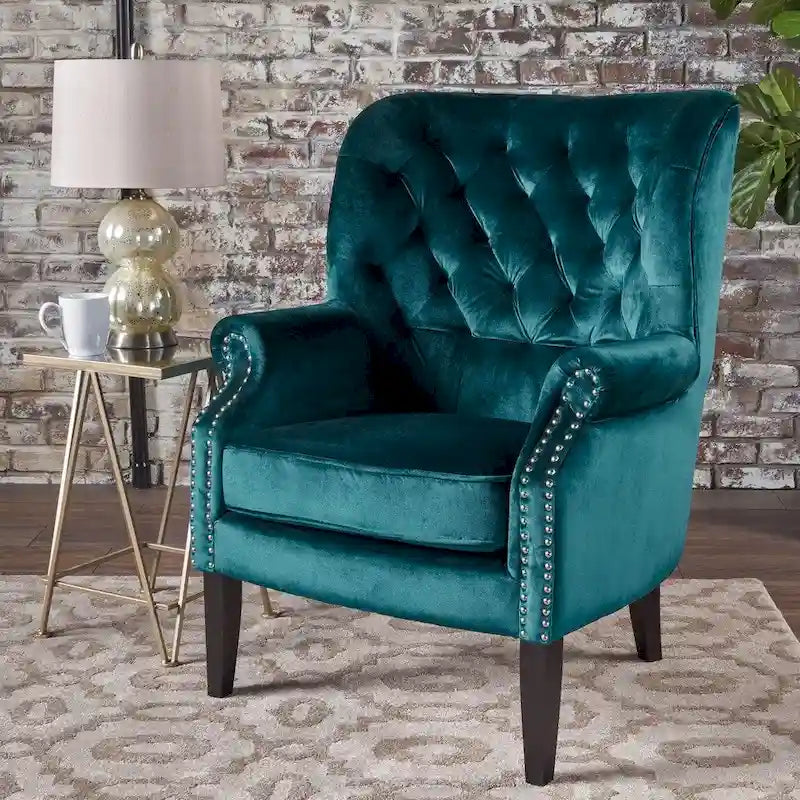 Fauteuil club en velours à clous Tomlin de Christopher Knight Home