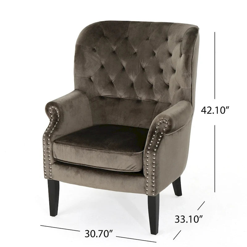 Fauteuil club en velours à clous Tomlin de Christopher Knight Home