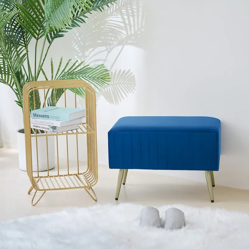 Banc d'entrée moderne capitonné de 24 pouces avec assise rembourrée en velours