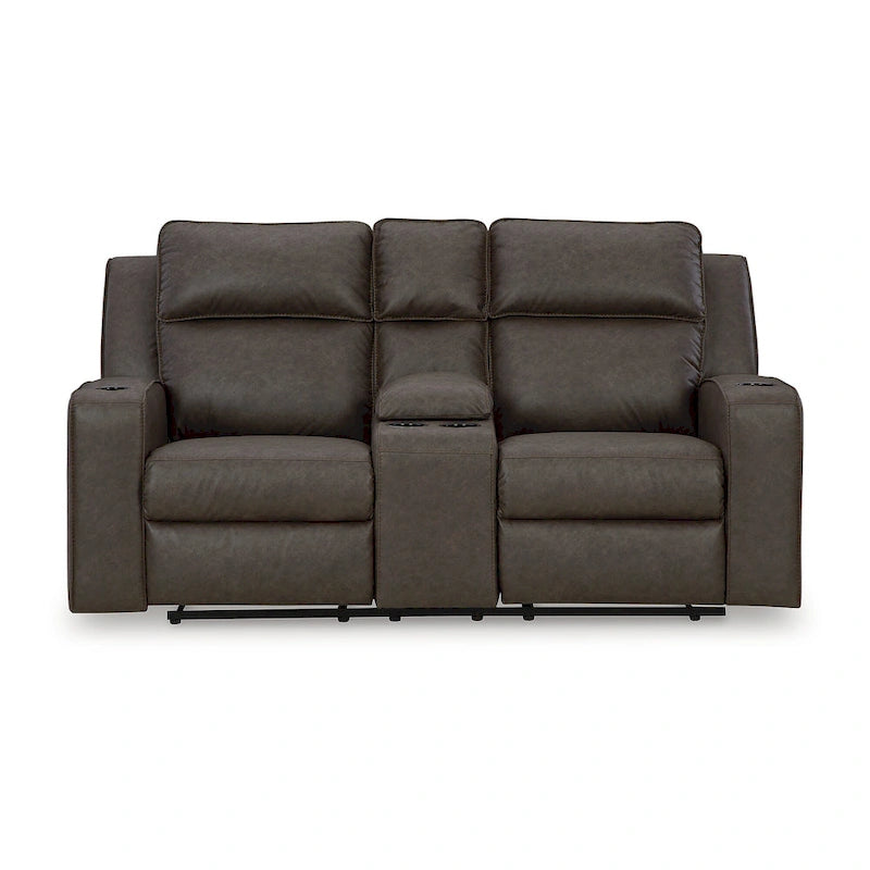 Canapé inclinable deux places avec console, Signature Design by Ashley Lavenhorne - 77 cm (L) x 42 cm (P) x 43 cm (H)