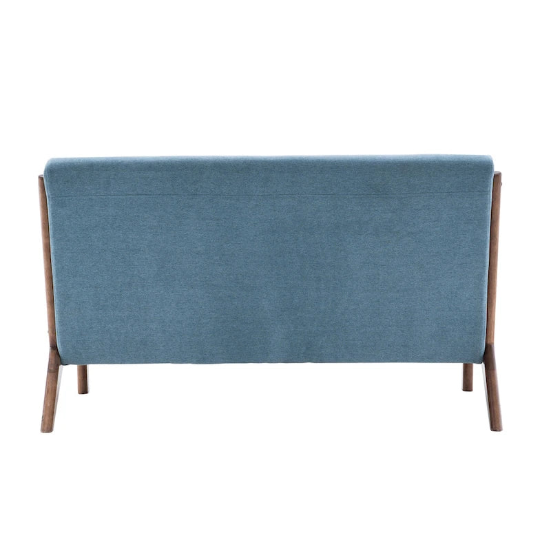 Canapé deux places Porthos Home Juno en tissu avec coussins et structure en bois d'hévéa