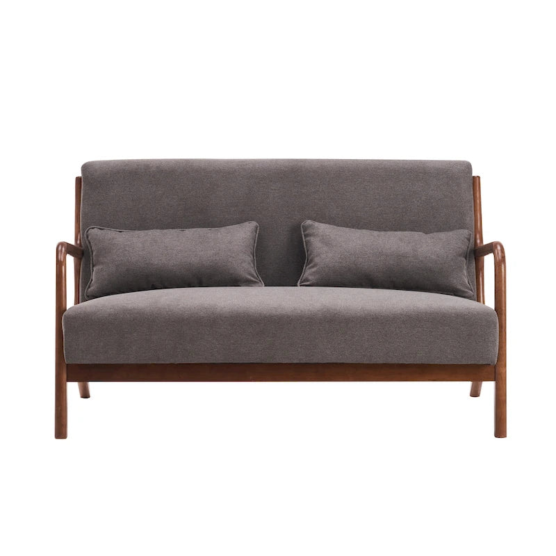 Canapé deux places Porthos Home Juno en tissu avec coussins et structure en bois d'hévéa