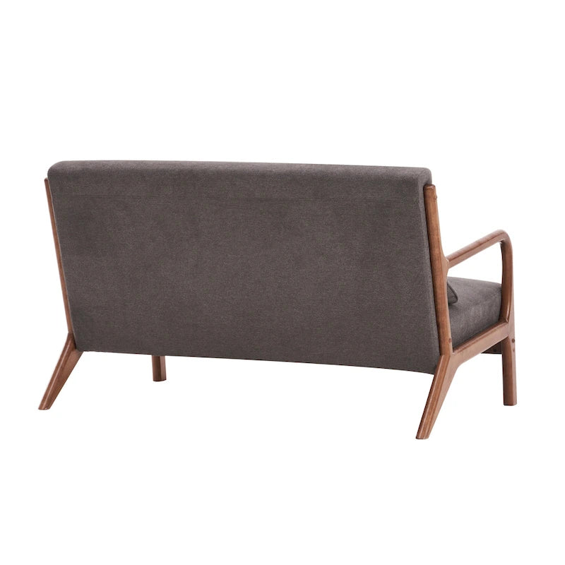 Canapé deux places Porthos Home Juno en tissu avec coussins et structure en bois d'hévéa