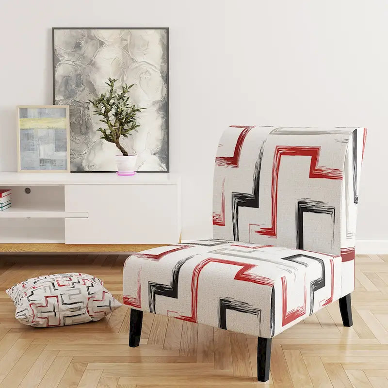 Fauteuil d'appoint et fauteuil rembourrés à motifs géométriques tendance multicolores de Designart