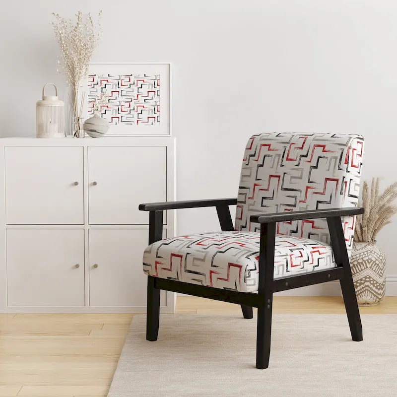 Fauteuil d'appoint et fauteuil rembourrés à motifs géométriques tendance multicolores de Designart