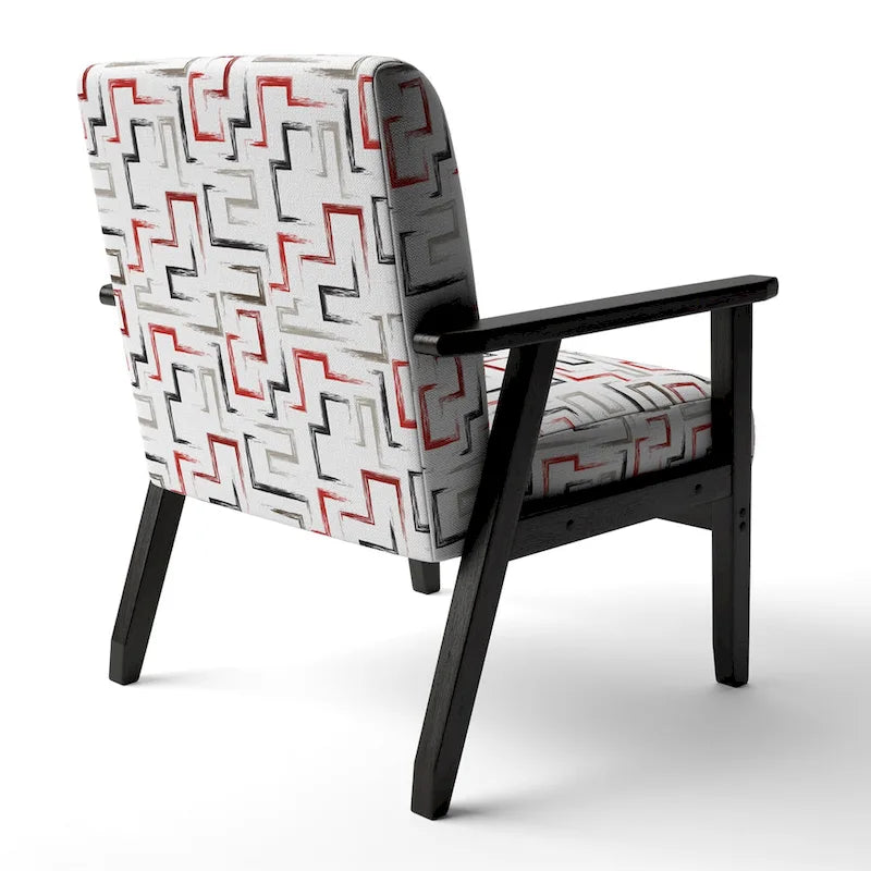 Fauteuil d'appoint et fauteuil rembourrés à motifs géométriques tendance multicolores de Designart
