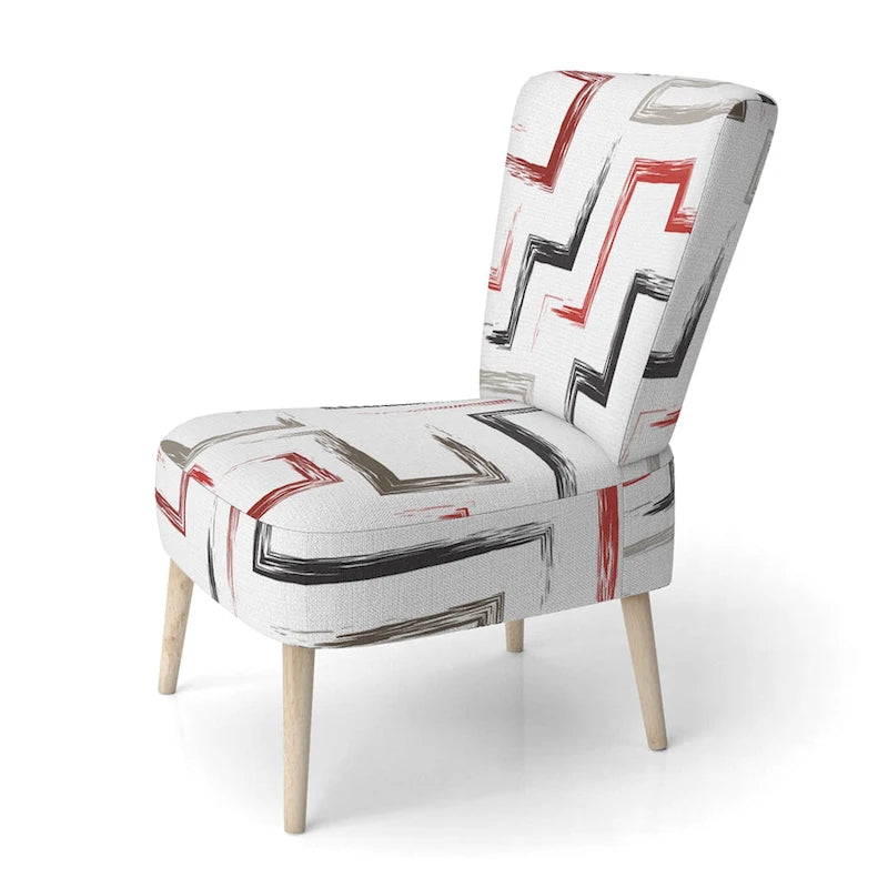 Fauteuil d'appoint et fauteuil rembourrés à motifs géométriques tendance multicolores de Designart