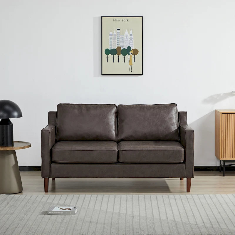 Canapé deux places moderne Sedona, simili lin / cuir végan - Non disponible