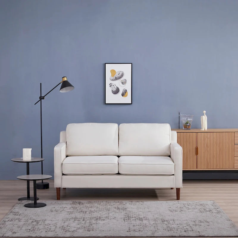 Canapé deux places moderne Sedona, simili lin / cuir végan - Non disponible