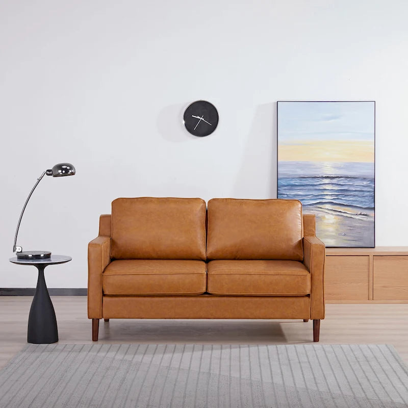 Canapé deux places moderne Sedona, simili lin / cuir végan - Non disponible