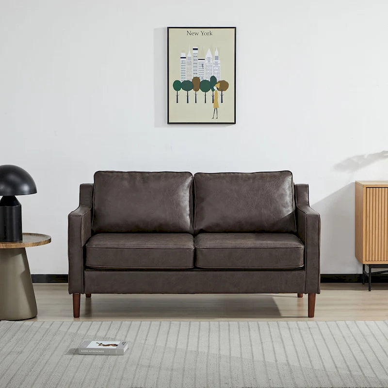 Canapé deux places moderne Sedona, simili lin / cuir végan - Non disponible