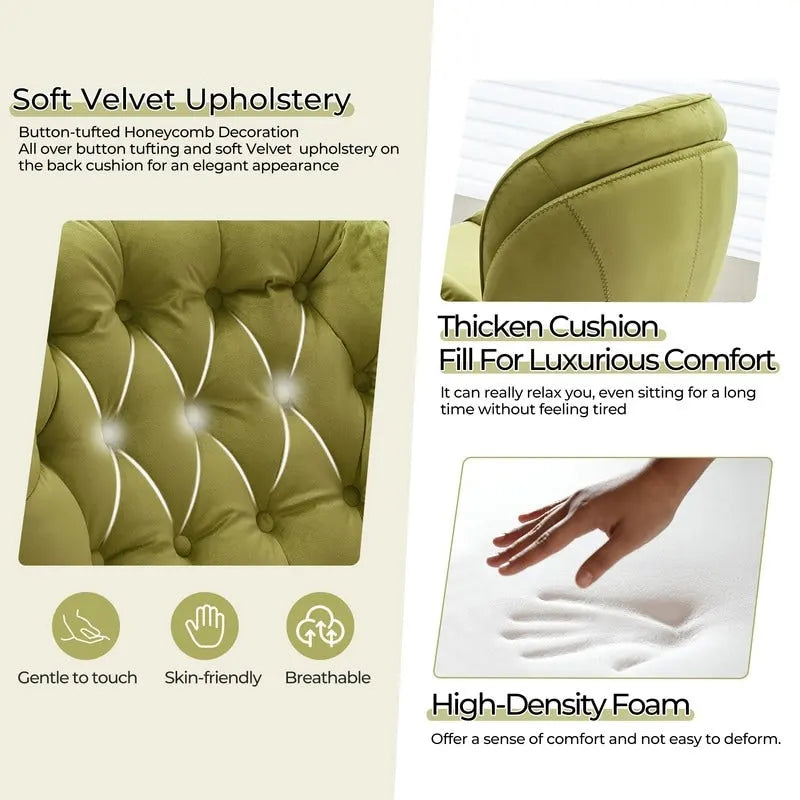 Fauteuil pivotant en velours avec repose-pieds, ensemble fauteuil de lecture rond, pivotant à 360°, structure en métal