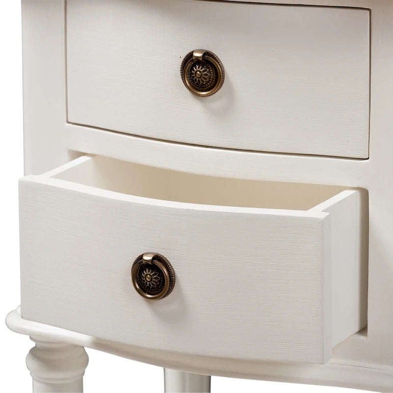 Farmhouse White Finished 2-Drawer Nightstand by Baxton Studio