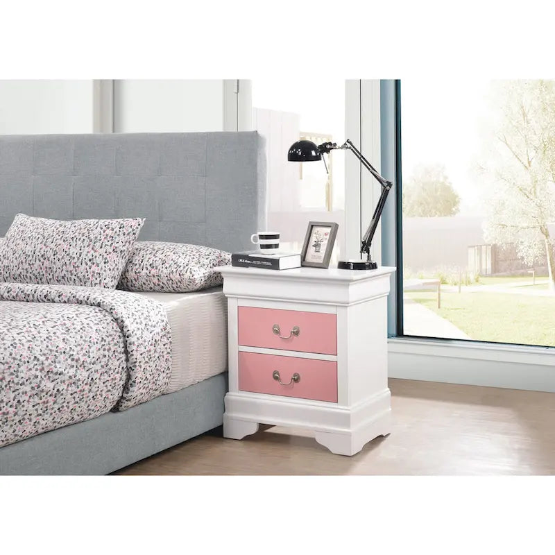 Table de chevet en bois à 2 tiroirs Louis Philippe