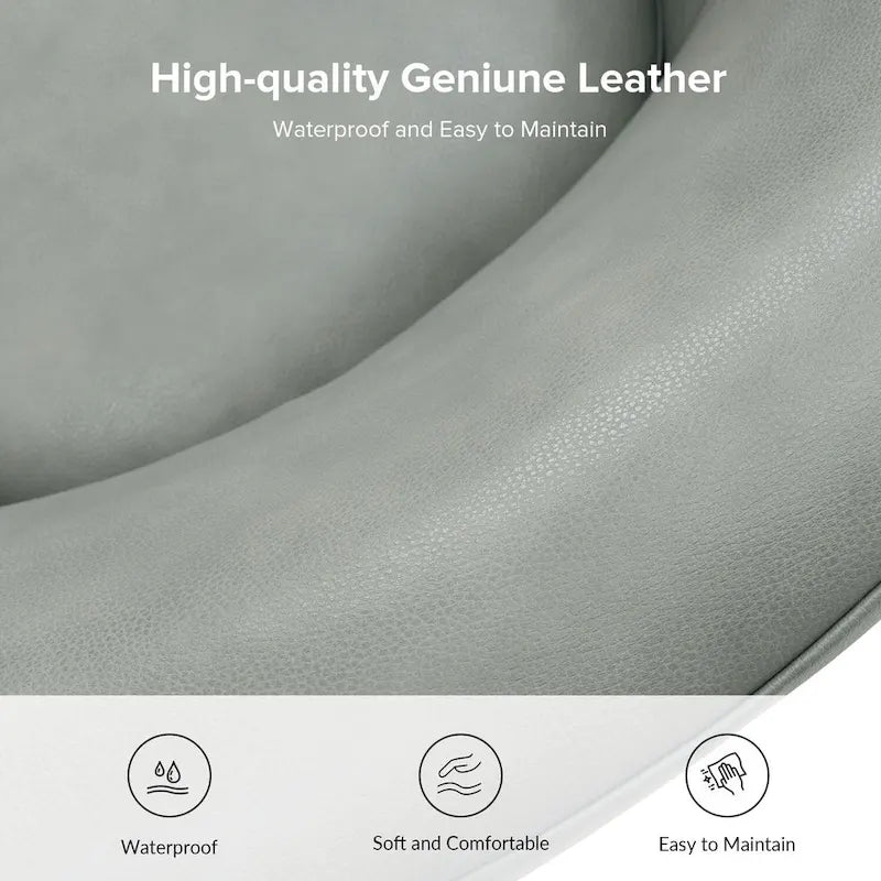 Fauteuil pivotant Althea moderne en cuir véritable avec base en bois massif par HULALA HOME