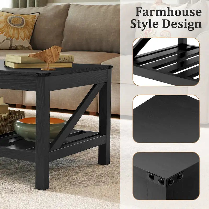 Table basse Pellabant à 2 niveaux avec étagère de rangement