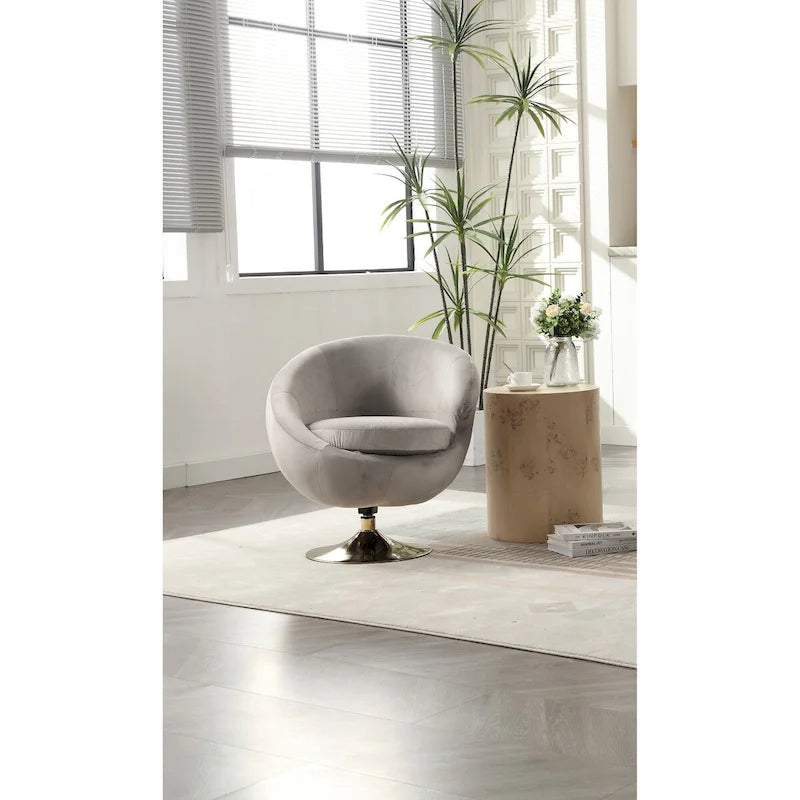 Fauteuils d'appoint HOMEFUN en velours pivotants à 360 degrés, forme tonneau, à dossier ergonomique