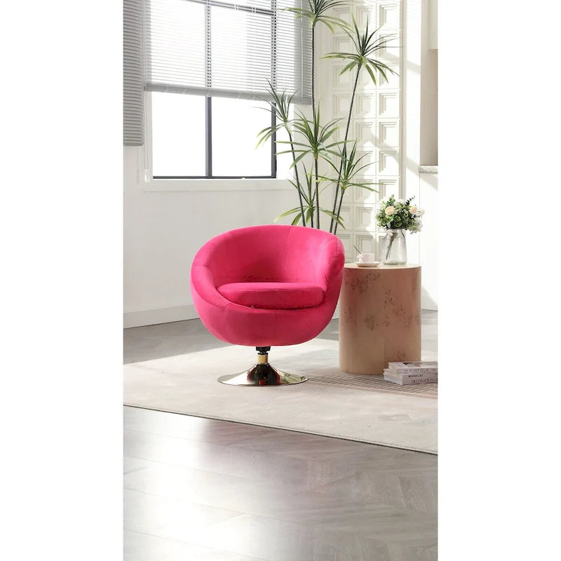 Fauteuils d'appoint HOMEFUN en velours pivotants à 360 degrés, forme tonneau, à dossier ergonomique