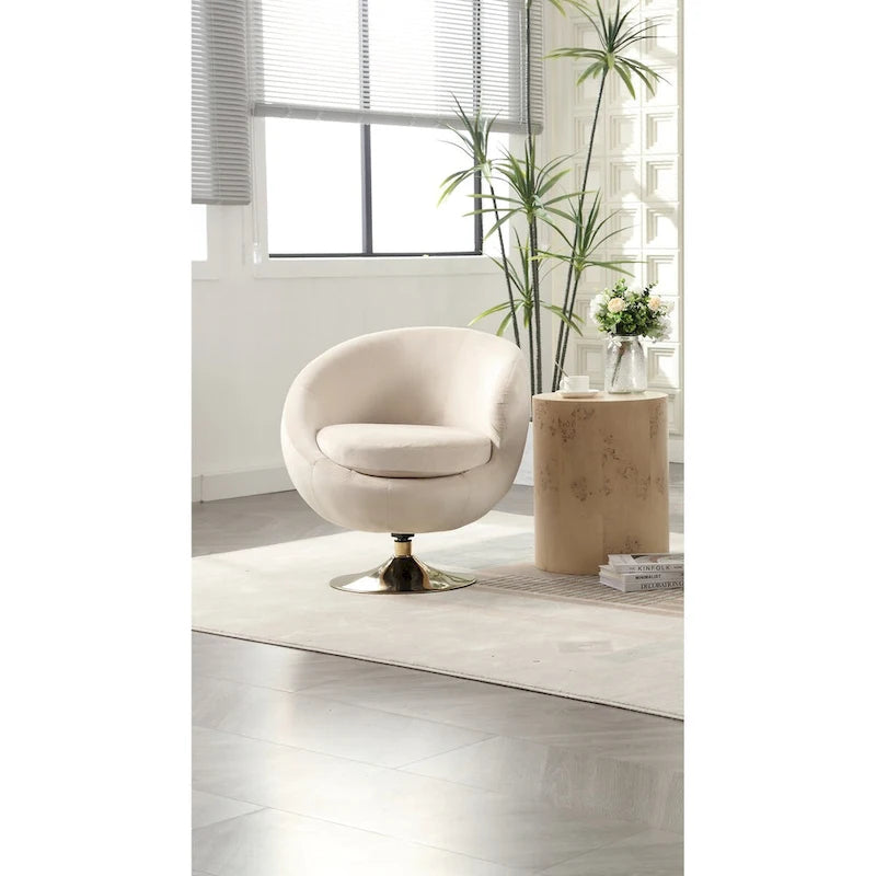 Fauteuils d'appoint HOMEFUN en velours pivotants à 360 degrés, forme tonneau, à dossier ergonomique