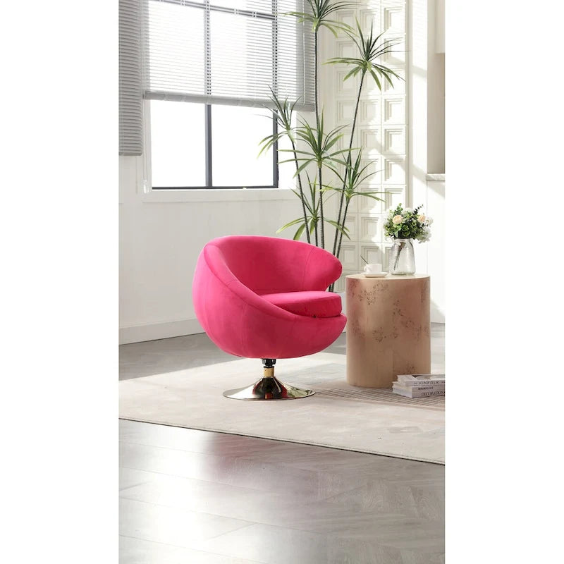 Fauteuils d'appoint HOMEFUN en velours pivotants à 360 degrés, forme tonneau, à dossier ergonomique