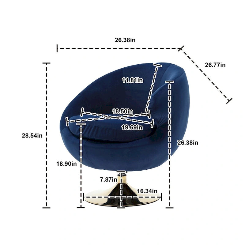 Fauteuils d'appoint HOMEFUN en velours pivotants à 360 degrés, forme tonneau, à dossier ergonomique