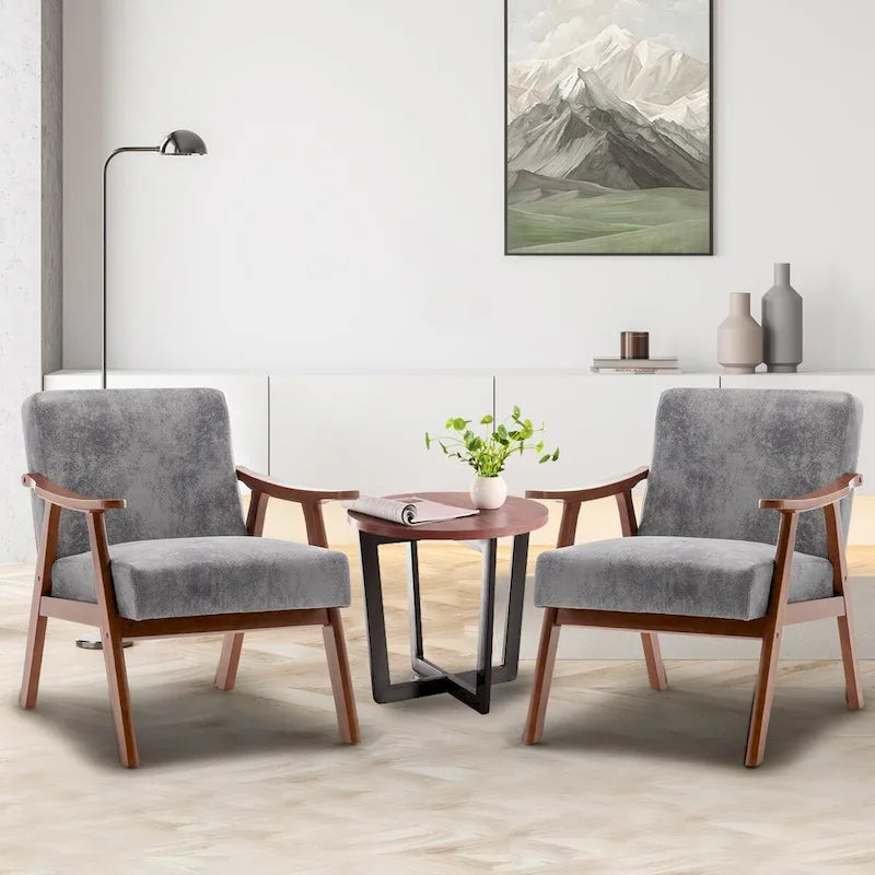 Fauteuil d'appoint moderne du milieu du siècle avec structure en bois massif, lot de 1