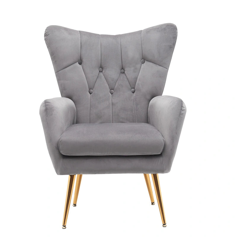 Fauteuil d'appoint rembourré à oreilles de style Mid-Century