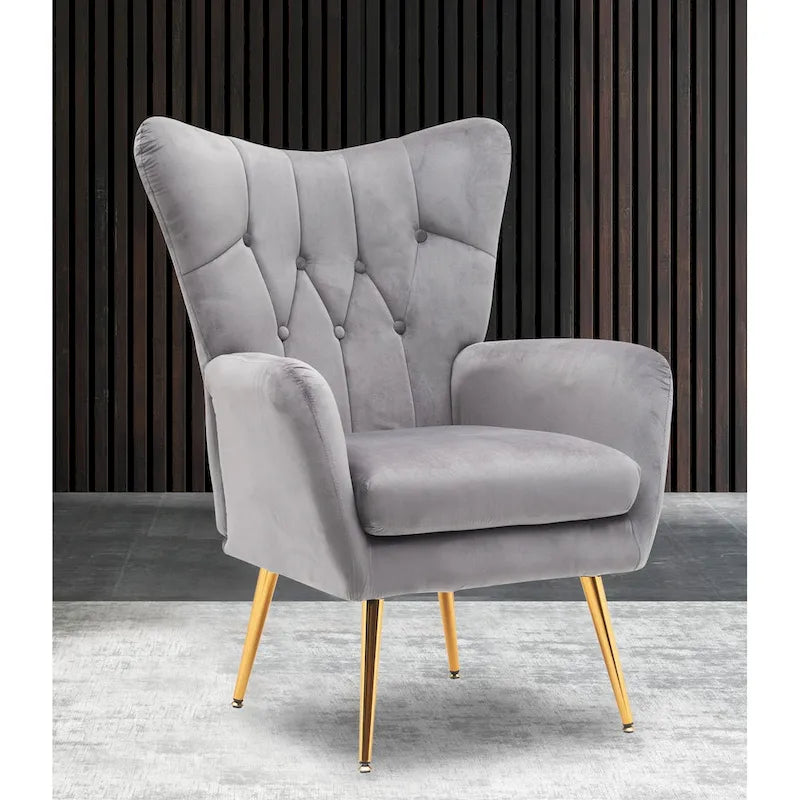 Fauteuil d'appoint rembourré à oreilles de style Mid-Century