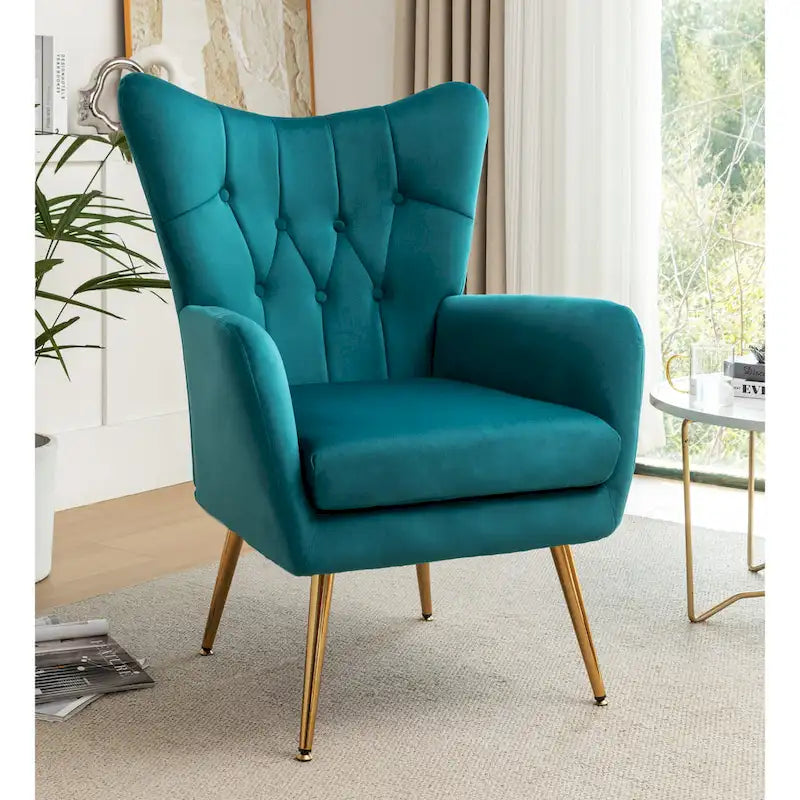 Fauteuil d'appoint rembourré à oreilles de style Mid-Century