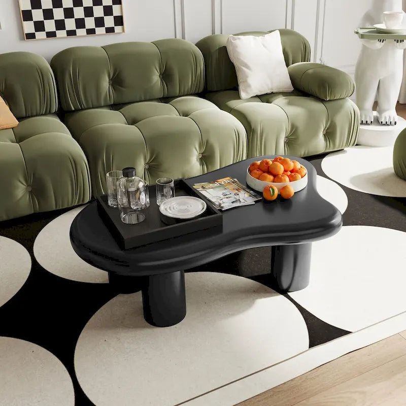Table basse noire en forme de nuage de 40 pouces pour salon