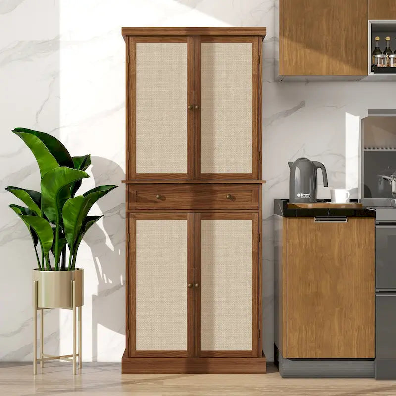 Armoire à 4 portes avec 1 tiroir et 4 étagères intérieures réglables, meuble de rangement