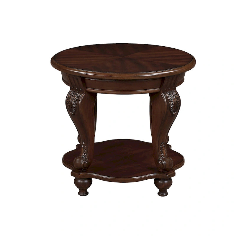 Table d'appoint ronde de 56 cm, table de chevet en bois massif avec étagère, table d'angle pour salon, montage facile