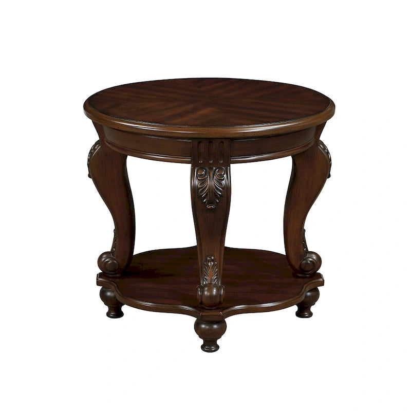 Table d'appoint ronde de 56 cm, table de chevet en bois massif avec étagère, table d'angle pour salon, montage facile