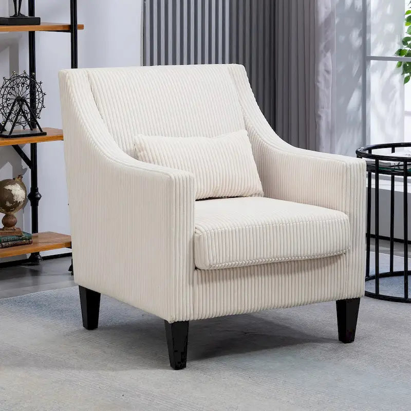 Fauteuil HOMEFUN en velours côtelé, style moderne du milieu du siècle, avec structure en bois, pour salon