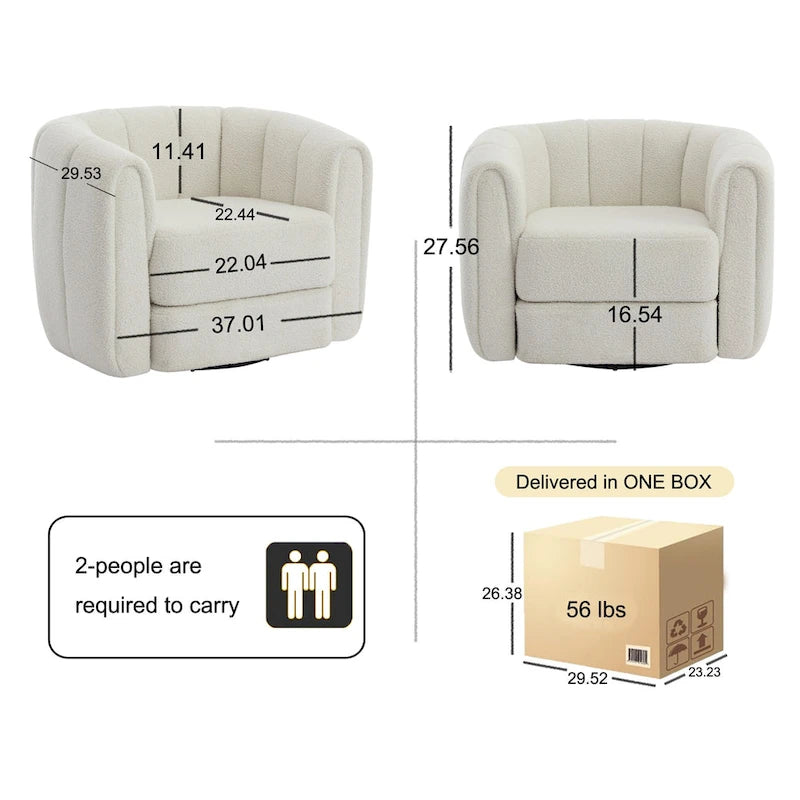 Fauteuil pivotant moderne rembourré en forme de tonneau