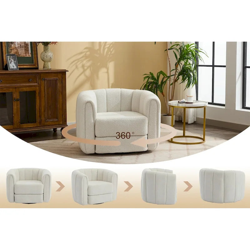 Fauteuil pivotant moderne rembourré en forme de tonneau